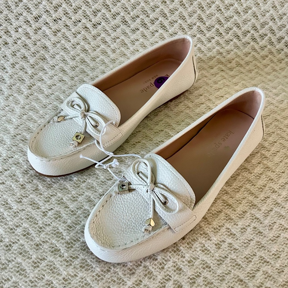 NEW Kate Spade New York White Leather Cheshire Tie Size 6.5
